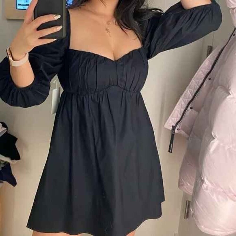 Reformation Farley Dress in Black - Picture 2 of 11